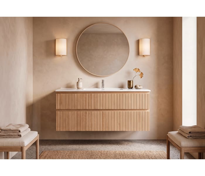 Conjunto de mueble de baño de madera maciza Bruntec Alpes Principal 2