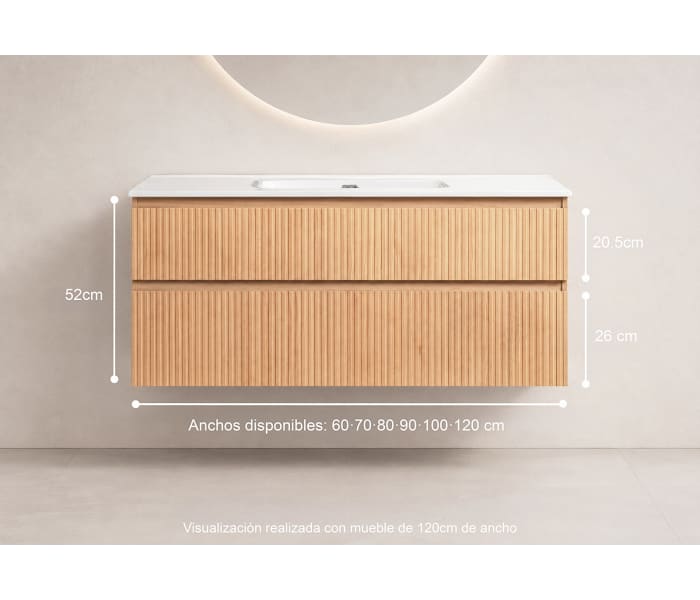 Conjunto de mueble de baño de madera maciza Bruntec Alpes Croquis 12