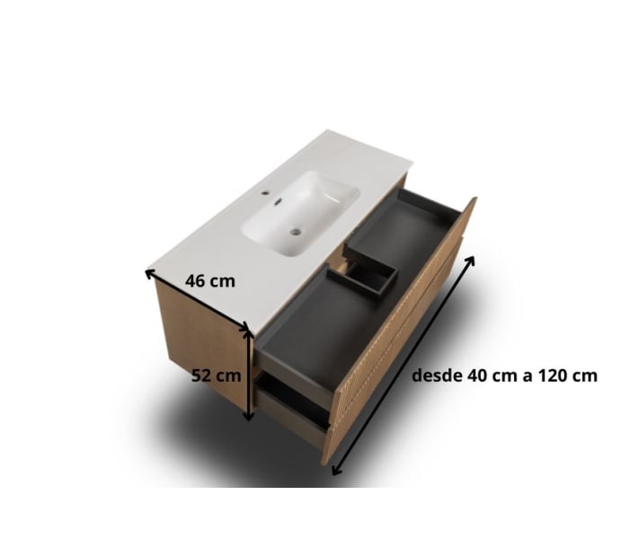 Conjunto de mueble de baño de madera maciza Bruntec Alpes Croquis 10