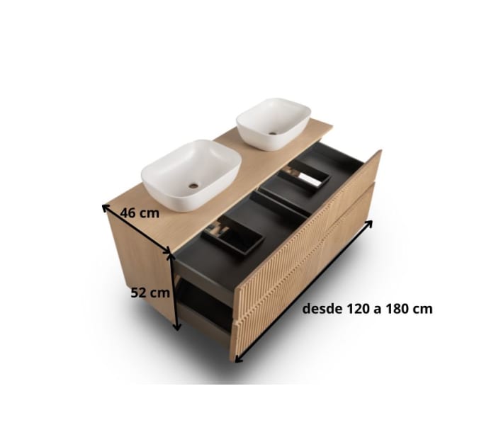 Mueble de baño con encimera de madera Bruntec Alpes 9 Croquis 8