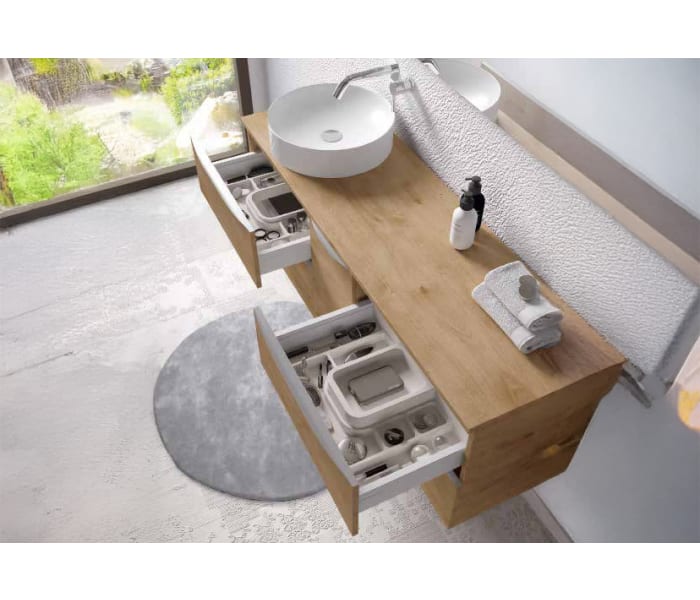 Mueble de baño con encimera de madera Coycama Landes Detalle 1