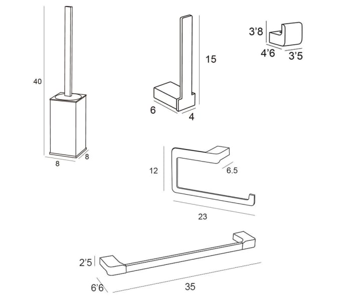 Conjunto de accesorios de baño Manillons Torrent Yass Croquis 6