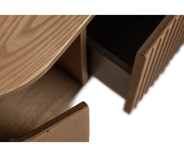 Mueble de baño 100 cm madera maciza de fresno con encimera de madera Bruntec Evo Curve 2 puertas lisas Detalle 3