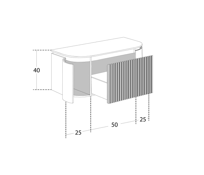 Mueble de baño madera maciza de fresno con encimera de madera Bruntec Evo Curve Croquis 3