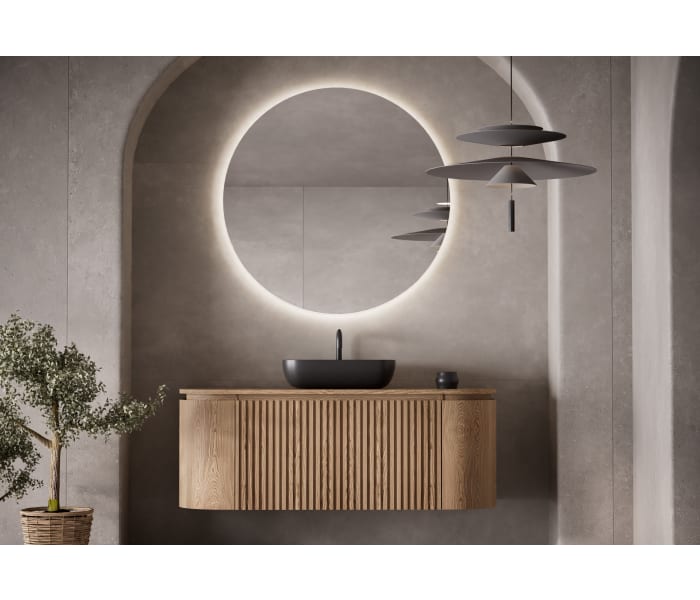 Mueble de baño madera maciza de fresno con encimera de madera Bruntec Evo Curve Principal 0