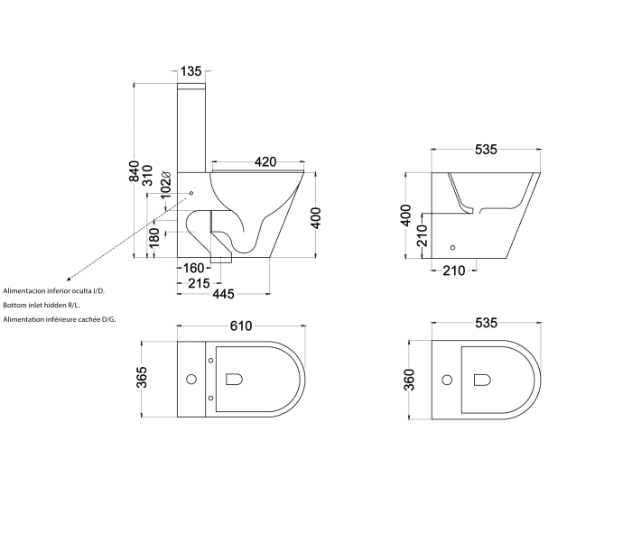 Pack inodoro + bidé Bruntec Lisboa Croquis 5