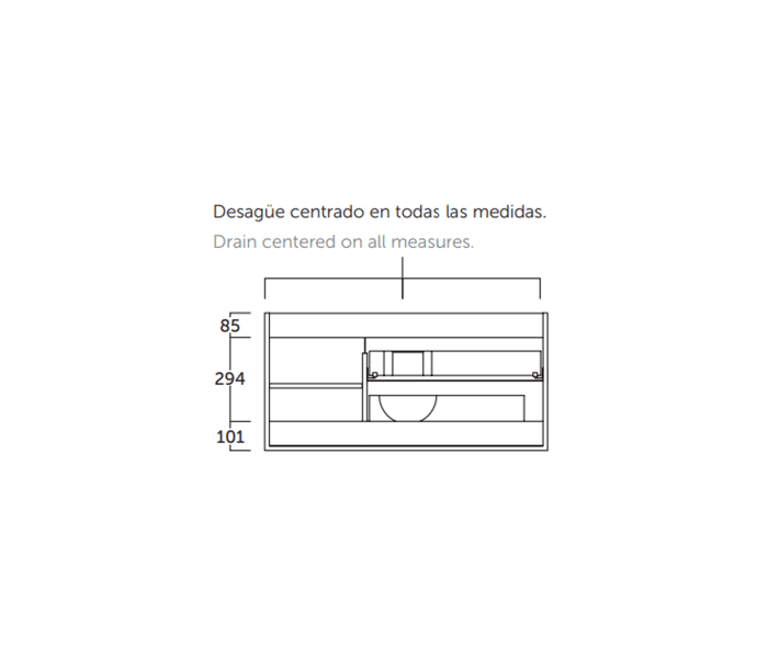 Mueble de baño Coycama Oslo con encimera de madera Croquis 2