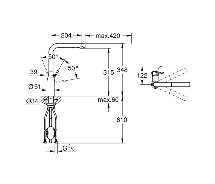Grifo de cocina monomando extraible cromo 34 8x20 4cm Essence de Grohe Todomueblesdebano 2024
