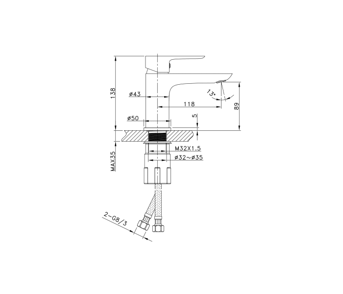 Grifo de lavabo GME Cassio Croquis 7