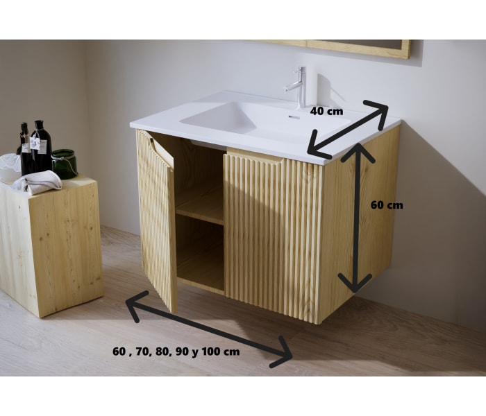Conjunto de mueble de baño de madera maciza Bruntec Alpes 14 Croquis 5
