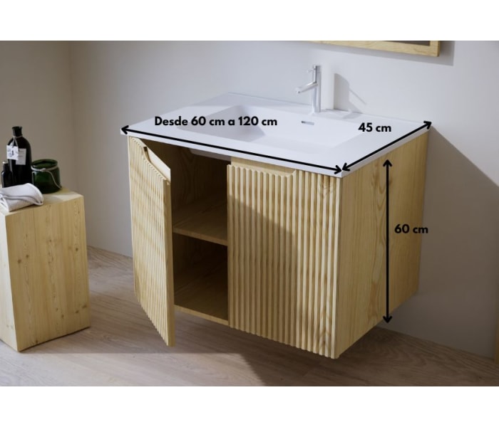 Conjunto de mueble de baño de madera maciza Bruntec Alpes 14 Croquis 5