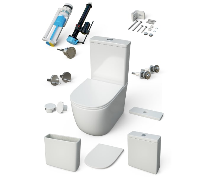 Pack inodoro + cisterna + bidé Bruntec Roundy Detalle 3