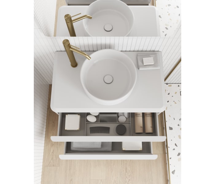 Mueble de baño con encimera blanca de resina Royo Dai Top Detalle 2