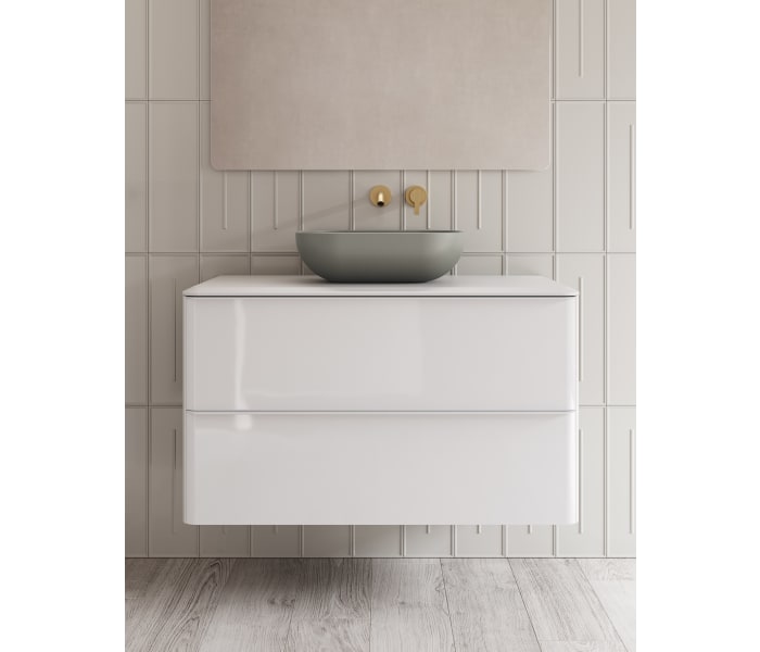 Mueble de baño con encimera blanca de resina Royo Dai Top Detalle 3