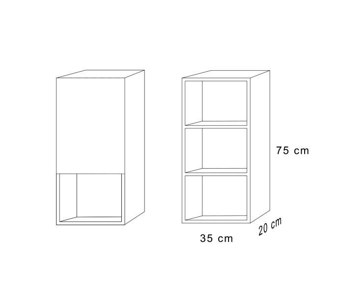 Columna de baño Bruntec Lia con 1 puerta y repisa Croquis 16