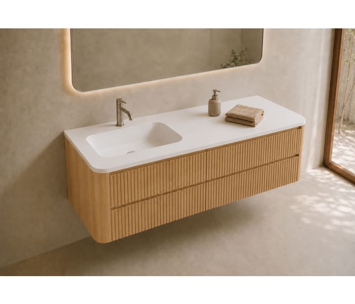 Conjunto de mueble de baño con lavabo Solid Surface Bruntec Duna Principal 1