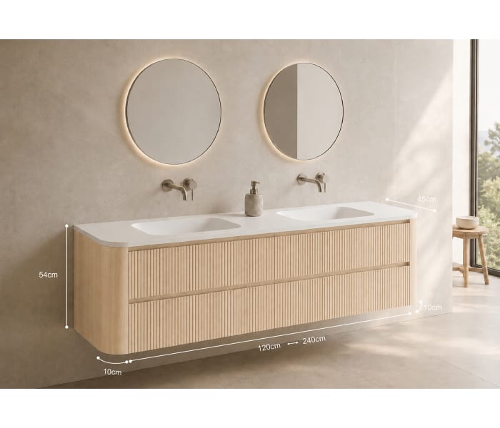 Conjunto de mueble de baño con lavabo Solid Surface Bruntec Duna Croquis 13