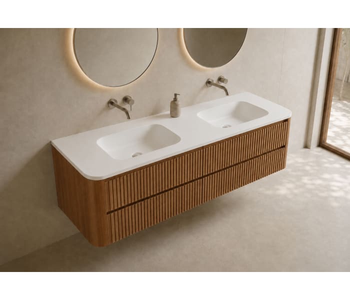 Conjunto de mueble de baño con lavabo Solid Surface Bruntec Duna Ambiente 12