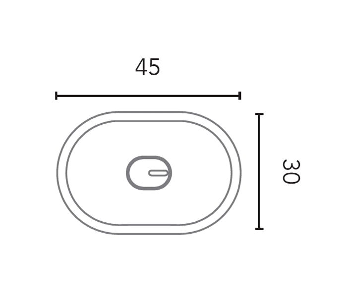 Lavabo sobre encimera Royo Oval Croquis 1