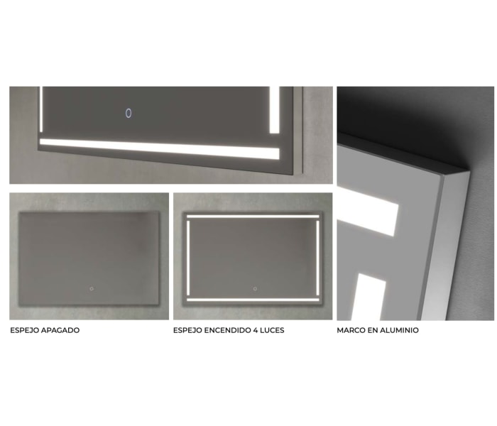 Espejo de baño con luz LED Luna gris  Ledimex Viena Detalle 2