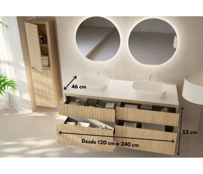 Mueble de baño madera maciza ranurada Bruntec Alpes 9 Croquis 4