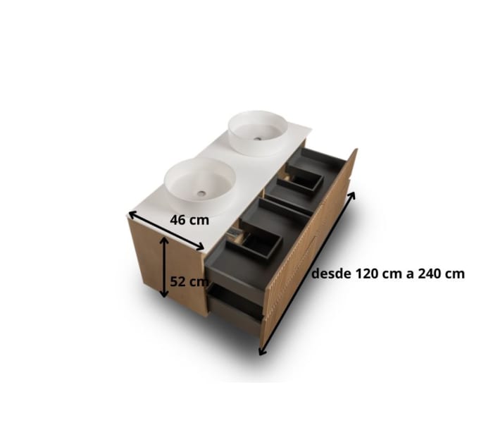 Mueble de baño con encimera de solid surface Bruntec Alpes 9 Croquis 8