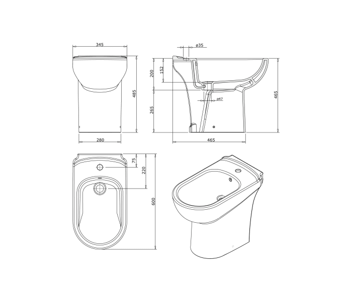 Bidé Unisan Sanindusa Proget PMR Croquis 5