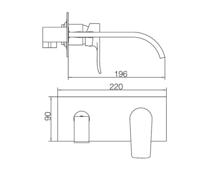 Grifo de lavabo empotrado Imex Malta Croquis 2