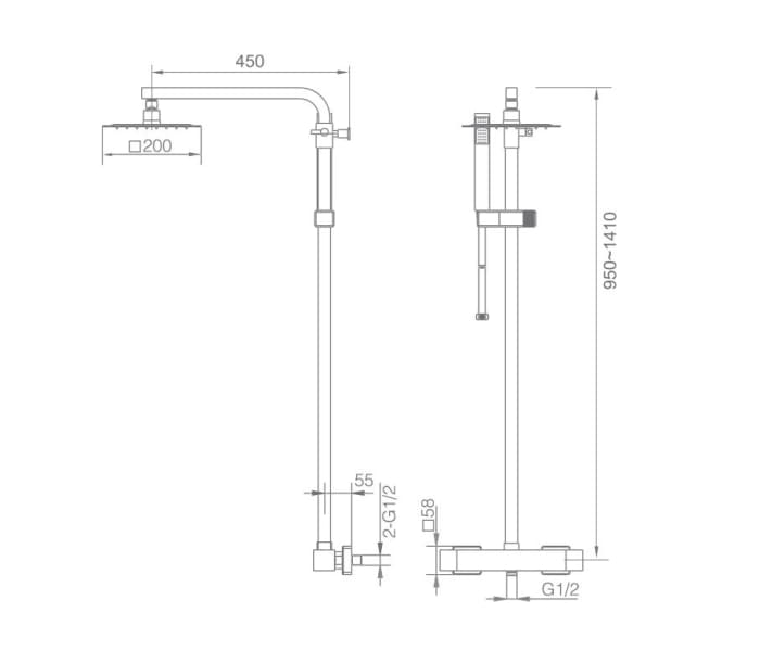 Columna termostática de ducha para pared con un diseño moderno de acabado  negro mate Vigo Imex