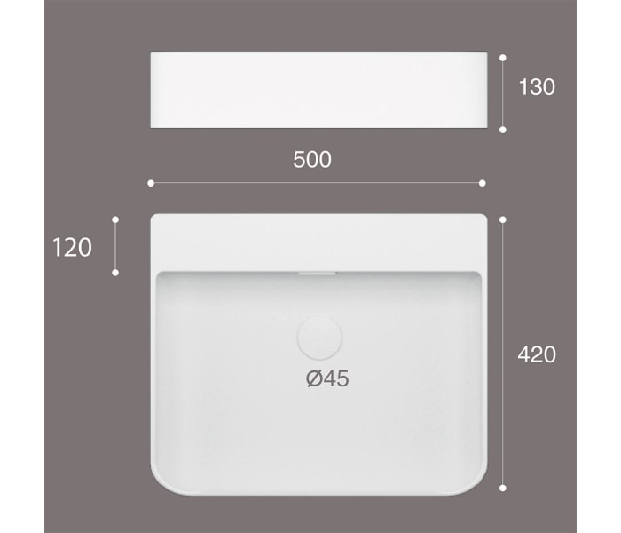 Lavabo suspendido fondo reducido Art and Bath Eume Croquis 1