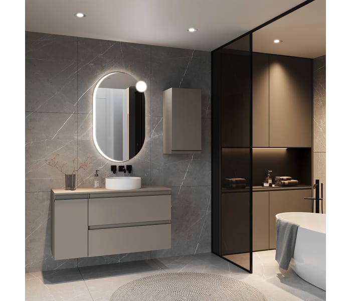 Mueble de baño MDF lacado con encimera de madera Bruntec Vilma Principal 0