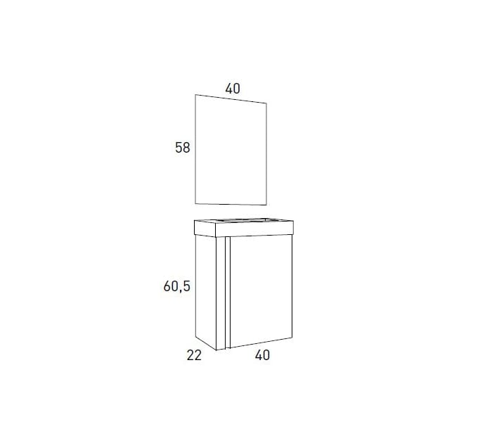 Conjunto mueble de baño de fondo reducido 22 cm Loft 2 suspendido 1 puerta  40 cm Visobath