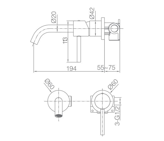 Grifo negro mate empotrado de lavabo Monza IMEX