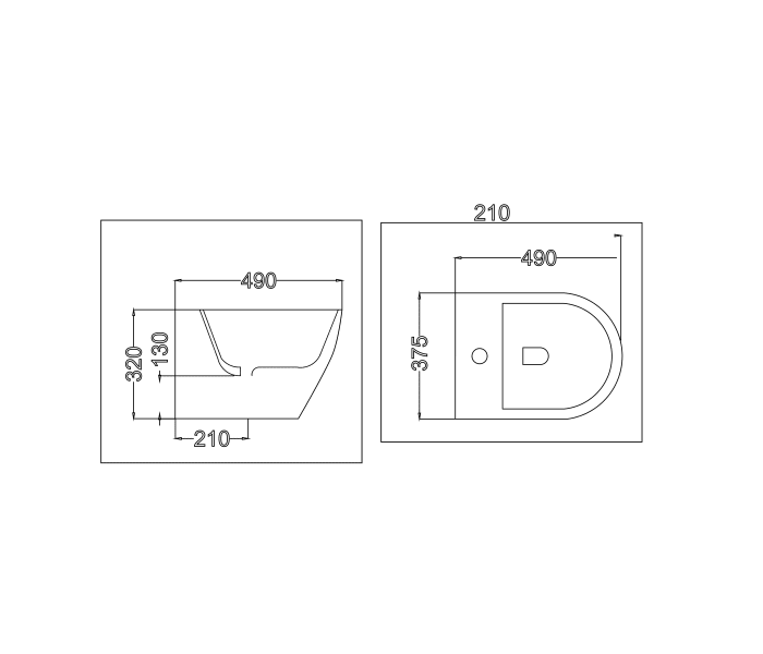 Pack inodoro suspendido + bidé suspendido Bruntec Lisboa Croquis 2