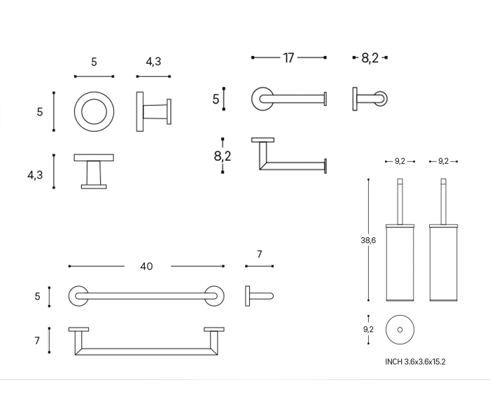 Conjunto de accesorios de baño Cosmic Start Croquis 12