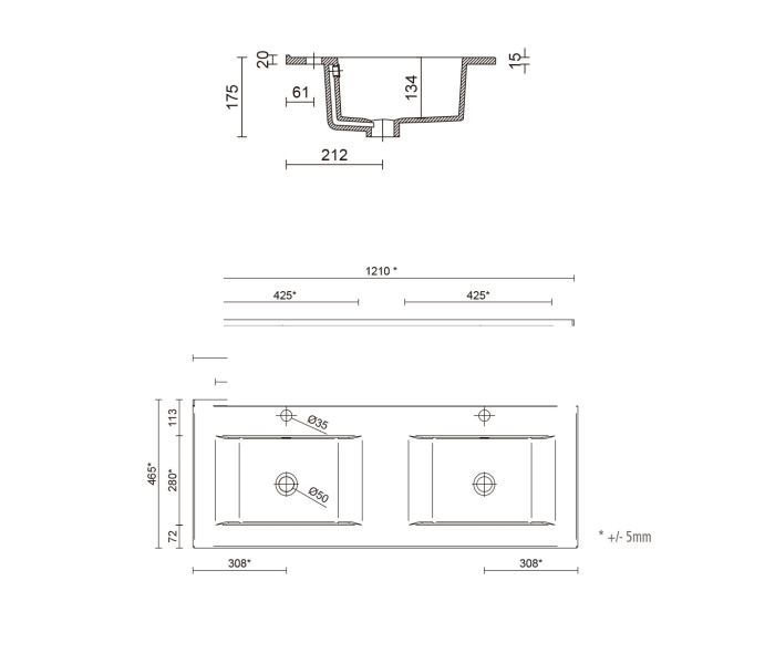 Conjunto mueble de baño Salgar Attila Croquis 15