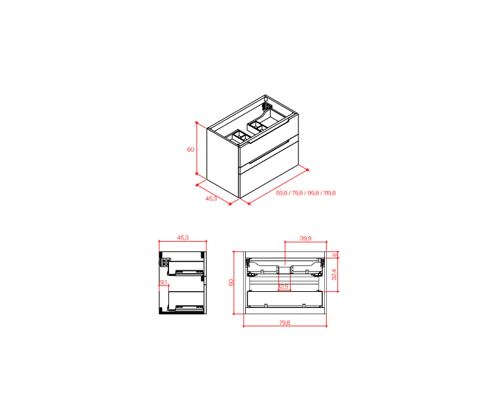 Conjunto mueble de baño Grupo Seys Marsala Croquis 3