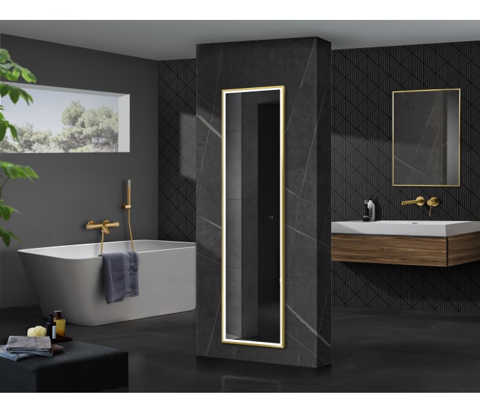 Espejo Led rectangular Nueva York para baños modernos - LEDIMEX Color de  marco Negro Mate - Luz Seleccionable por sensor - Medida 160 ancho x 40 alto