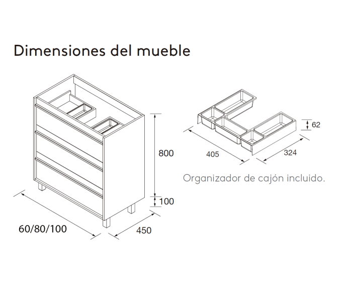 Conjunto mueble de baño Salgar Attila Croquis 21