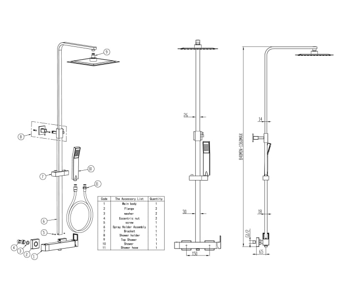 Conjunto de ducha GME Inverter C Croquis 5