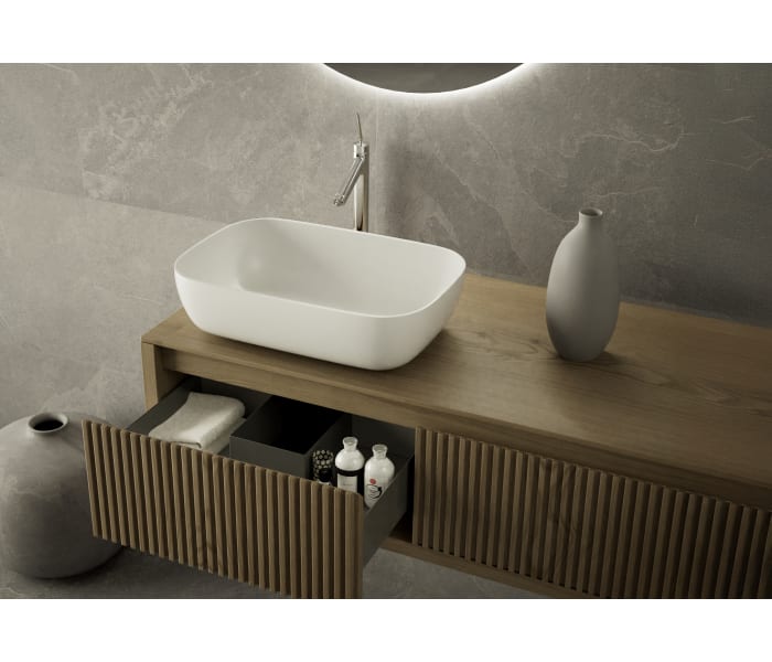 Mueble de baño madera maciza con encimera de madera Bruntec Alpes 20 Detalle 3