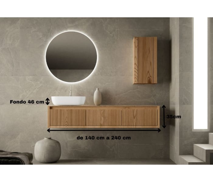 Mueble de baño madera maciza con encimera de madera Bruntec Alpes 20 Croquis 5