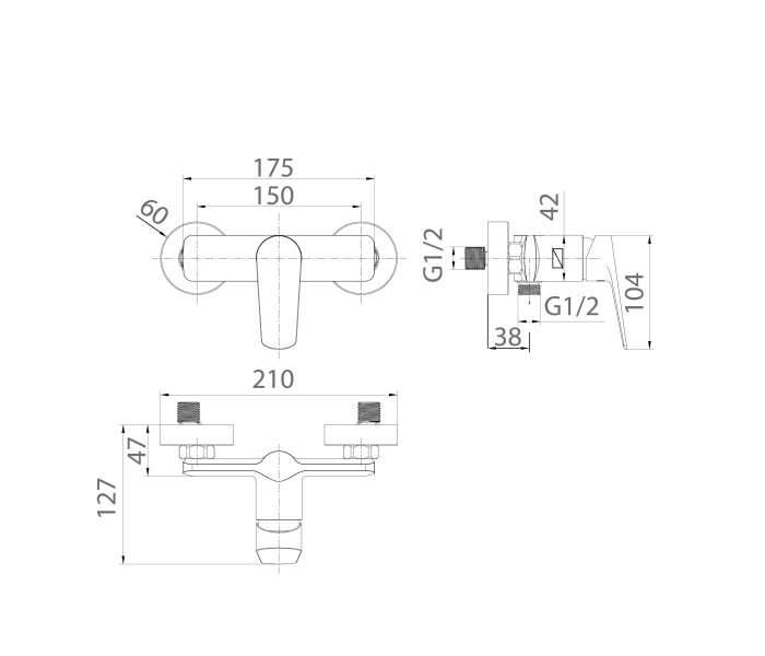 Grifo de ducha Imex Bélgica Croquis 4