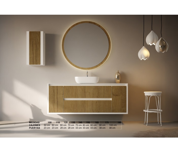 Mueble de baño con encimera de madera maciza Bruntec Alpes 13 Croquis 6