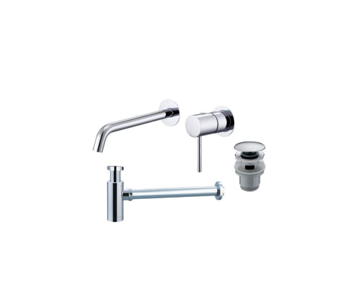 Pack grifo de lavabo empotrado Monza + Válvula click-clack + Sifón visto redondo de Imex Principal 0