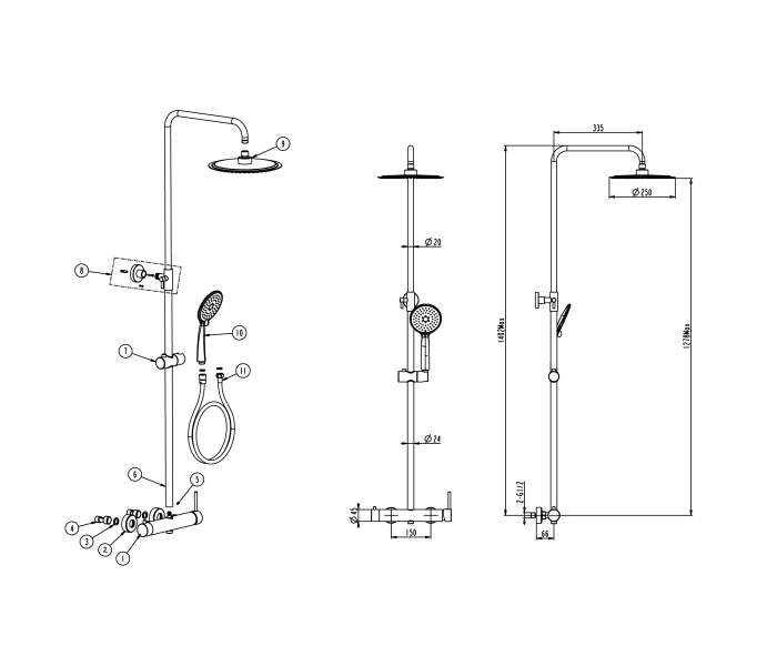 Conjunto de ducha Gme Inverter R Croquis 8
