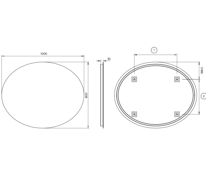 Espejo de baño con luz LED Ledimex Oval Croquis 9