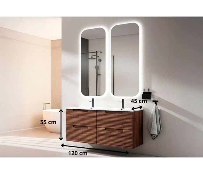 Conjunto mueble de baño de Viso Kyoto japandi Croquis 14