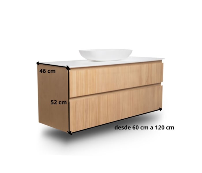 Mueble de baño madera maciza con encimera de solid surface Bruntec Alpes 1 Croquis 7