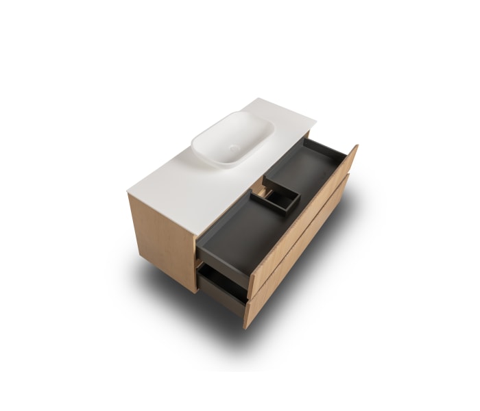 Mueble de baño madera maciza con encimera de solid surface Bruntec Alpes 1 Detalle 4